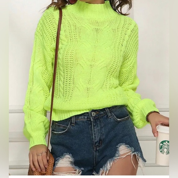 Neon Knit High Collar Sweater - Picture 2 of 3